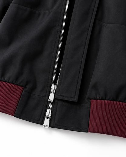 Asymmetric Zip Stand-Collar Cropped Bomber Jacket