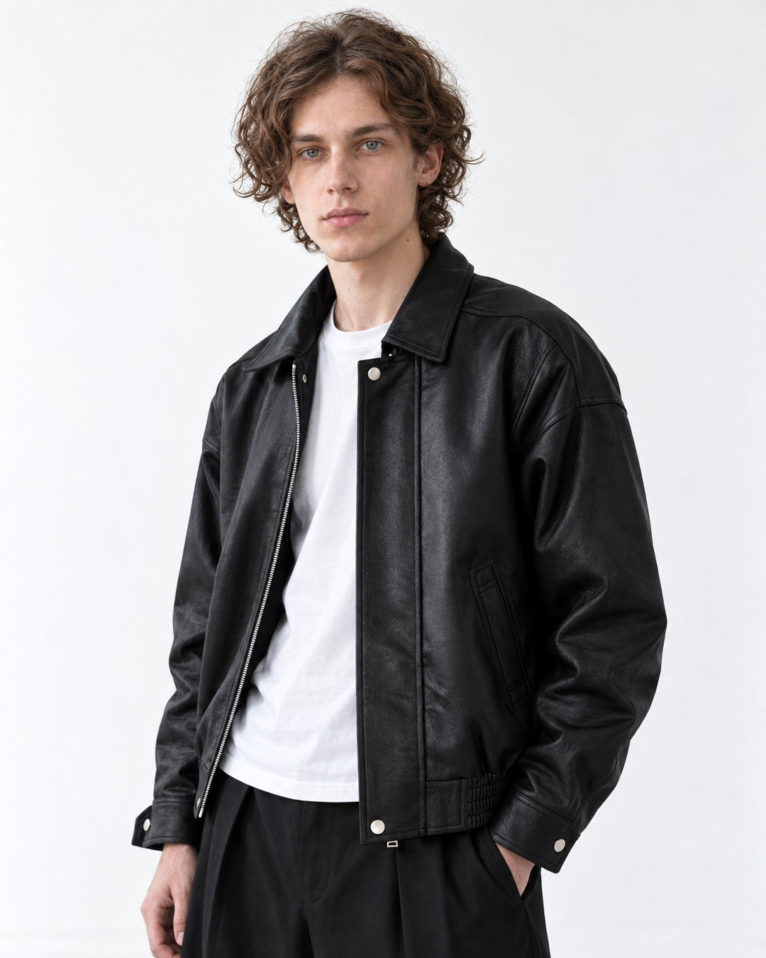 Belted Diagonal-Pocket Jacket