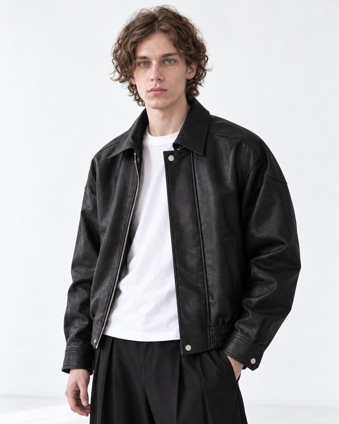 Belted Diagonal-Pocket Jacket