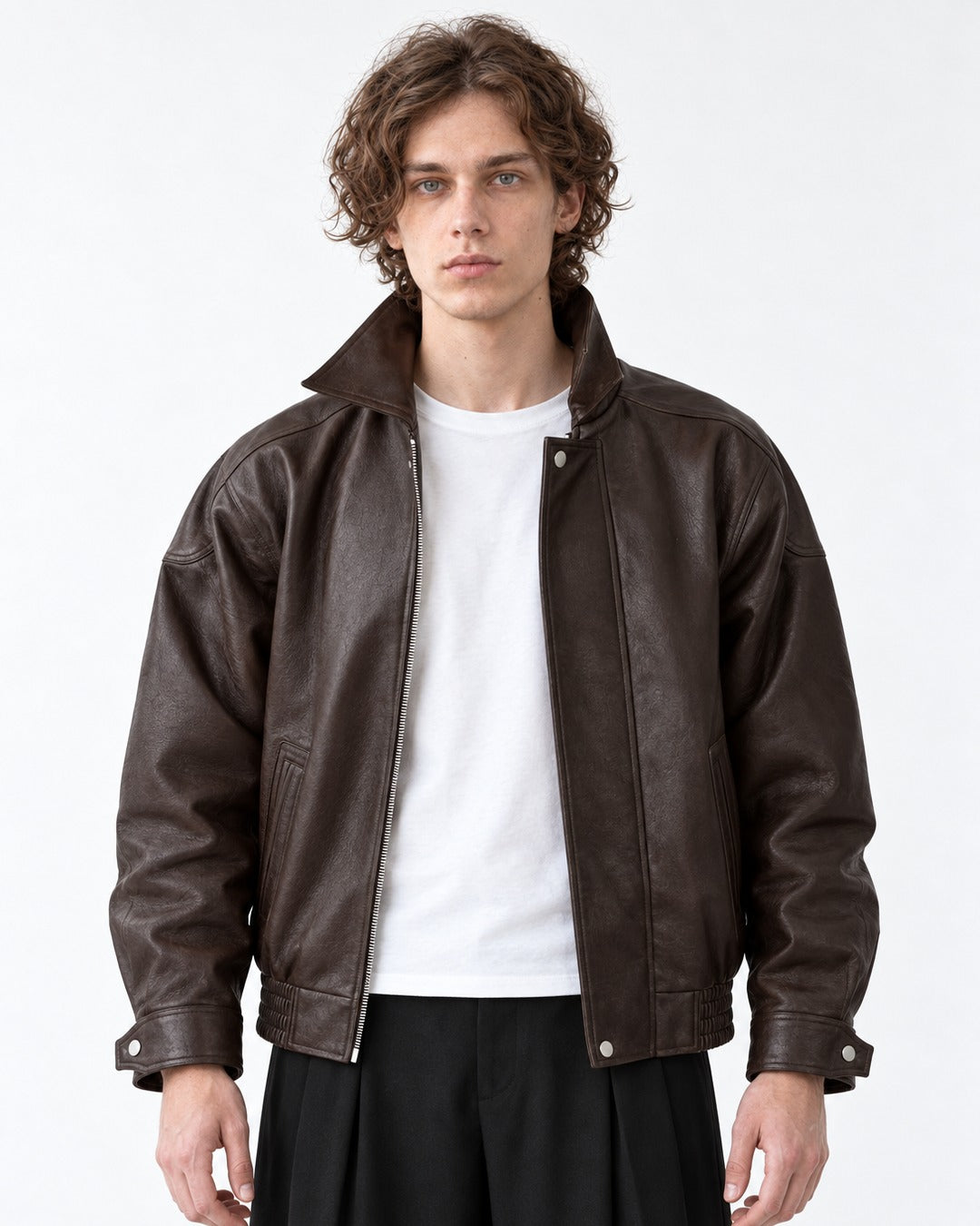 Belted Diagonal-Pocket Jacket