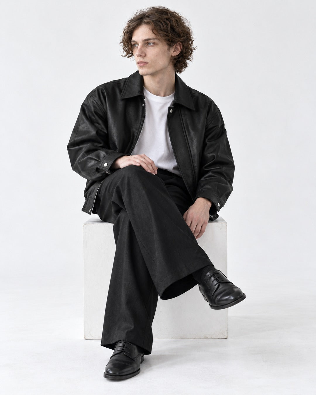 Belted Diagonal-Pocket Jacket