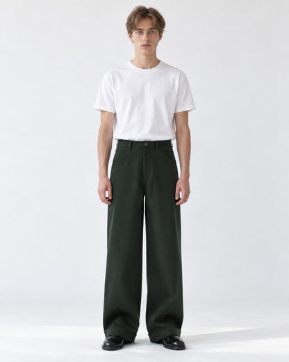 Cuffed Hem Wide-Leg Trousers