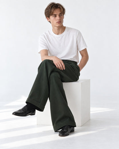 Cuffed Hem Wide-Leg Trousers