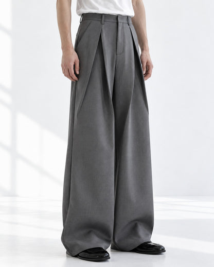 Multi-Fold Origami Wide-Leg Trousers