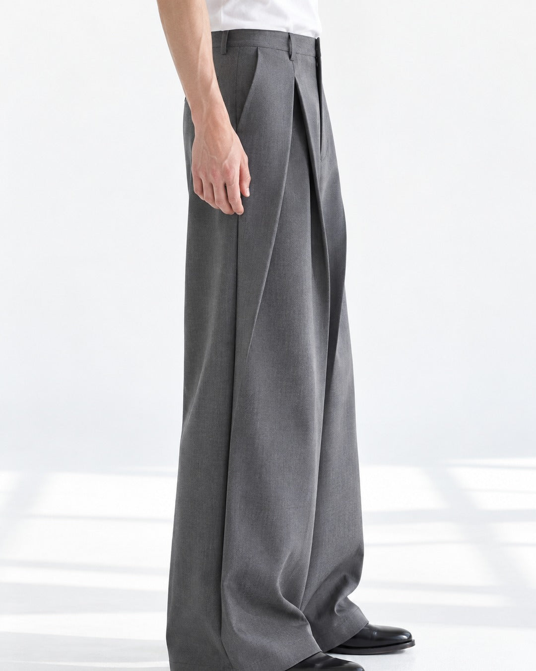 Multi-Fold Origami Wide-Leg Trousers