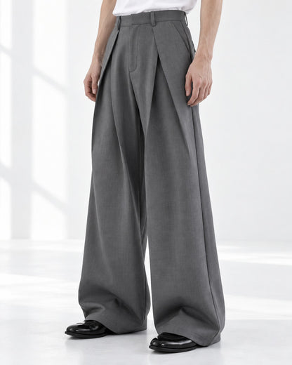 Multi-Fold Origami Wide-Leg Trousers