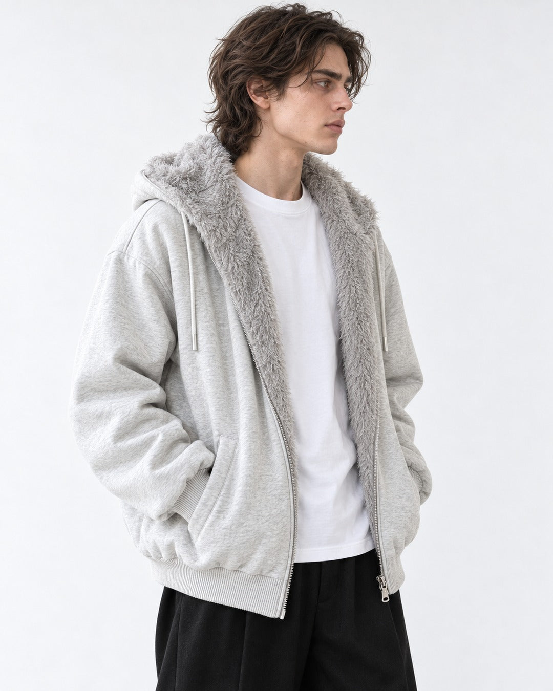 Drawstring Hood Zip Jacket