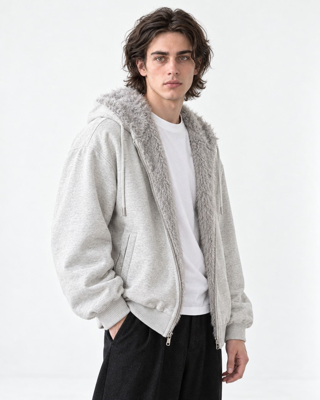 Drawstring Hood Zip Jacket