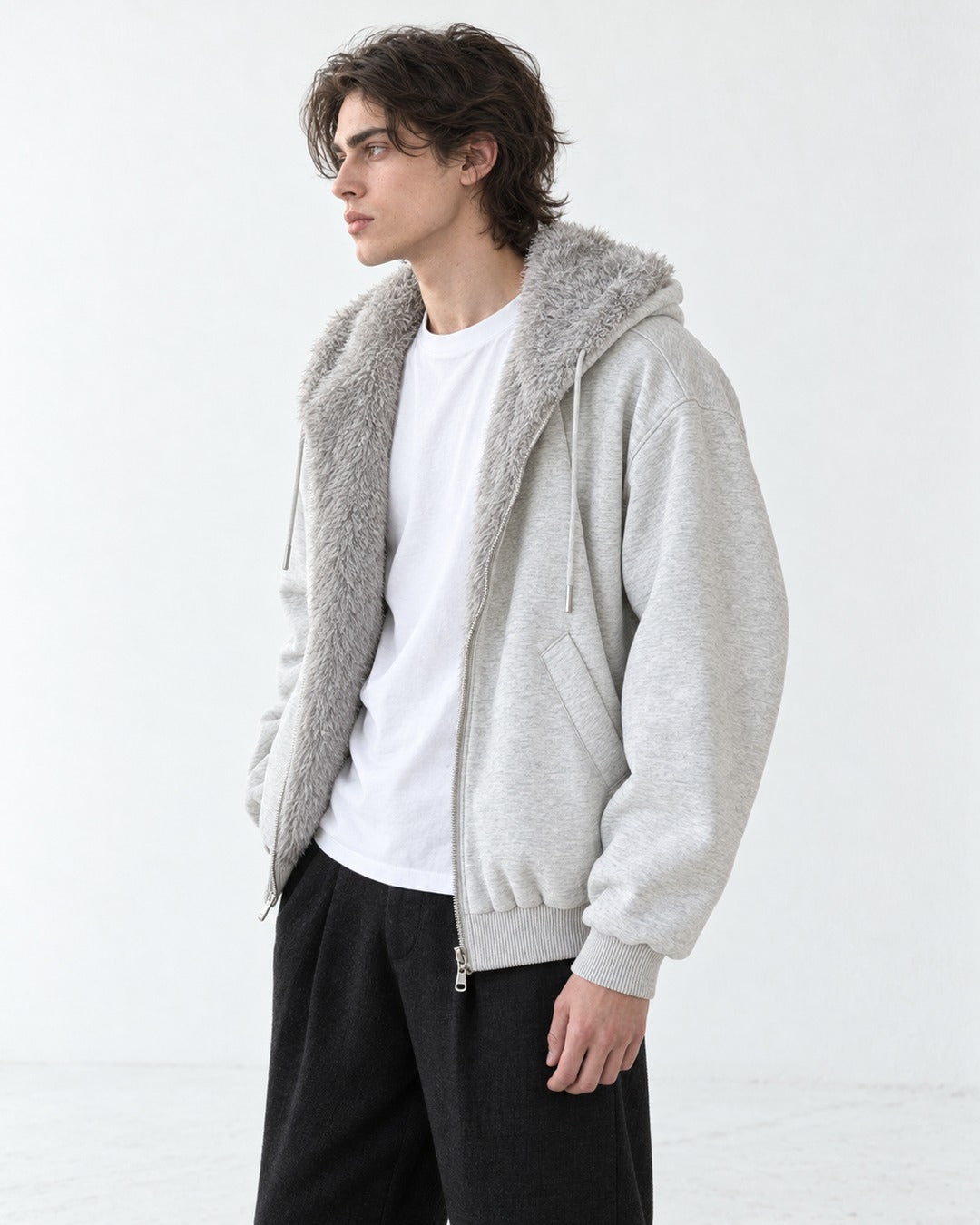 Drawstring Hood Zip Jacket