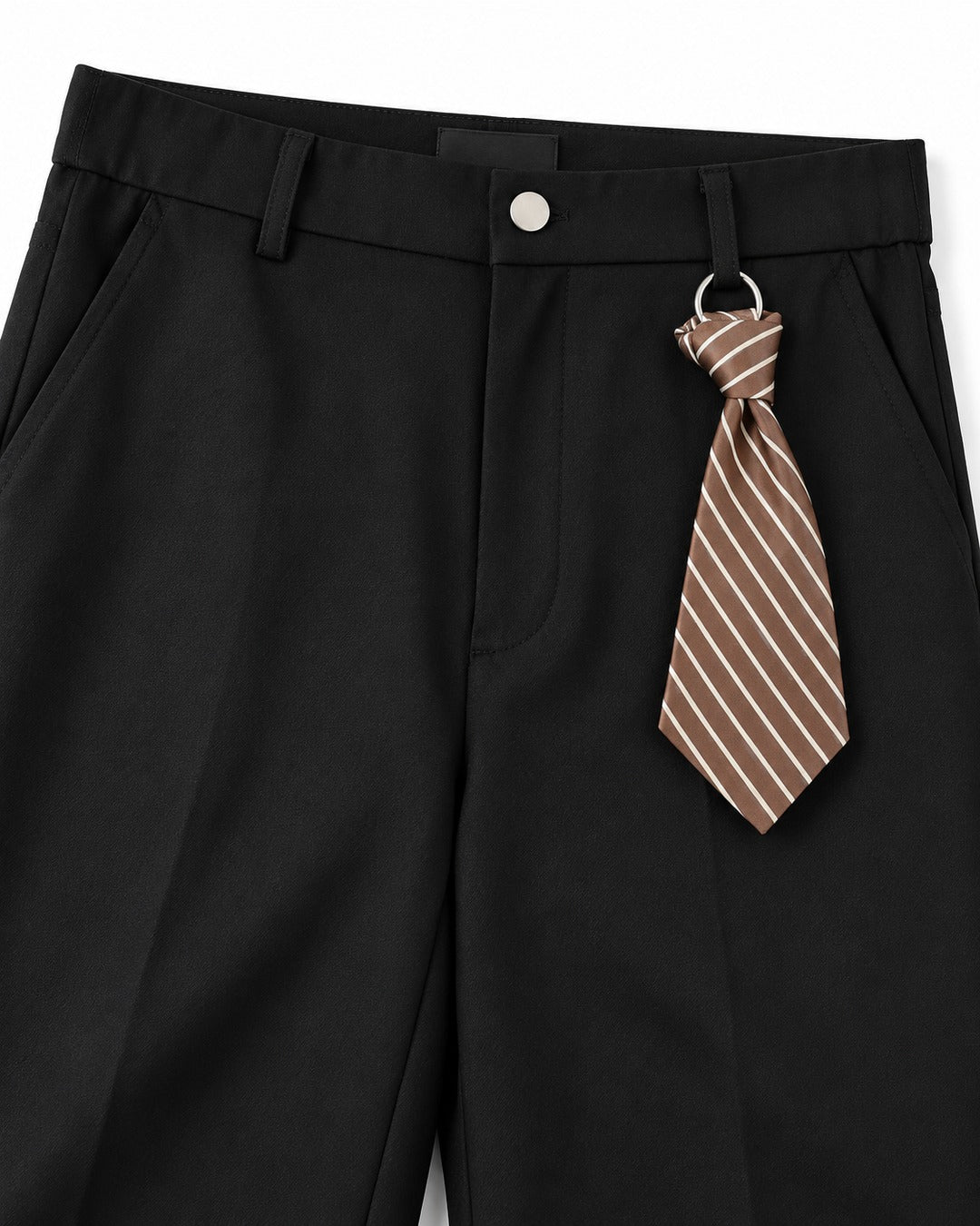 Snap-Front Flared Trousers with Stacked Hem