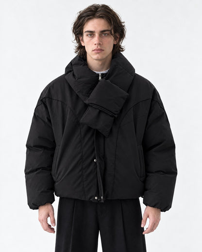 Wrap-Scarf Puffer Jacket
