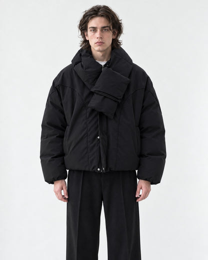 Wrap-Scarf Puffer Jacket