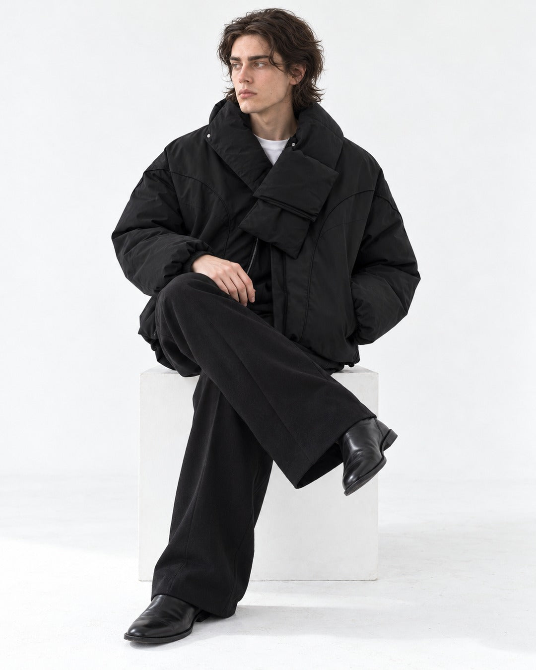 Wrap-Scarf Puffer Jacket