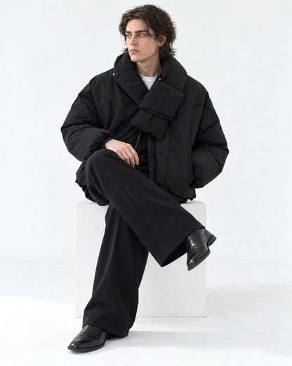 Wrap-Scarf Puffer Jacket