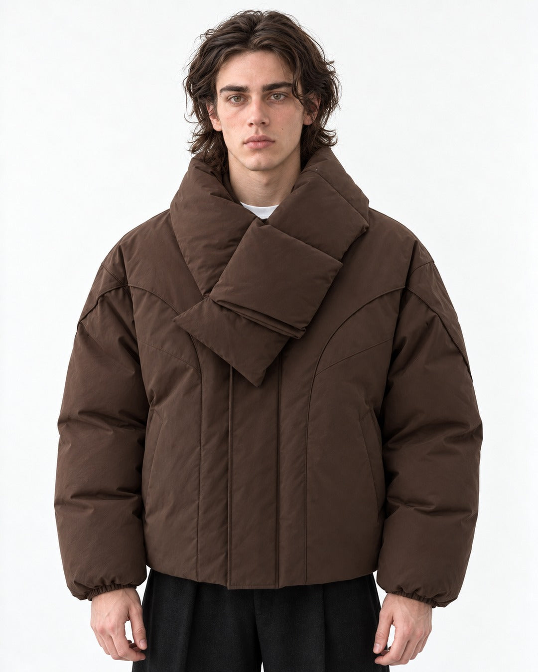 Wrap-Scarf Puffer Jacket