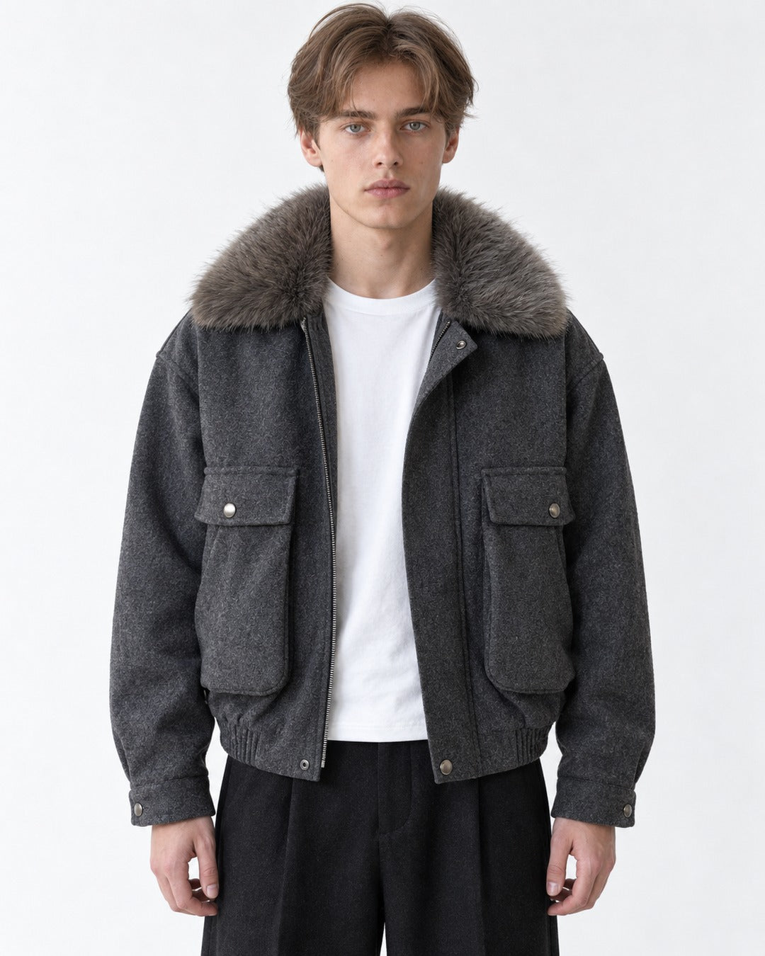 Stand-Collar Hip-Pocket Jacket