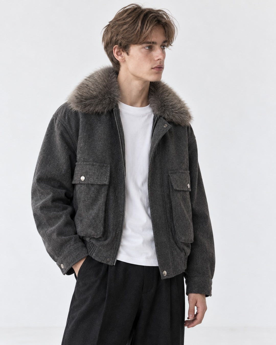 Stand-Collar Hip-Pocket Jacket