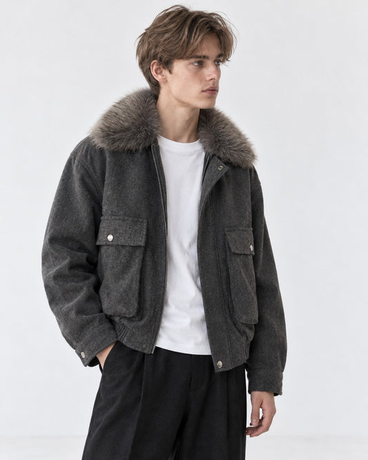 Stand-Collar Hip-Pocket Jacket