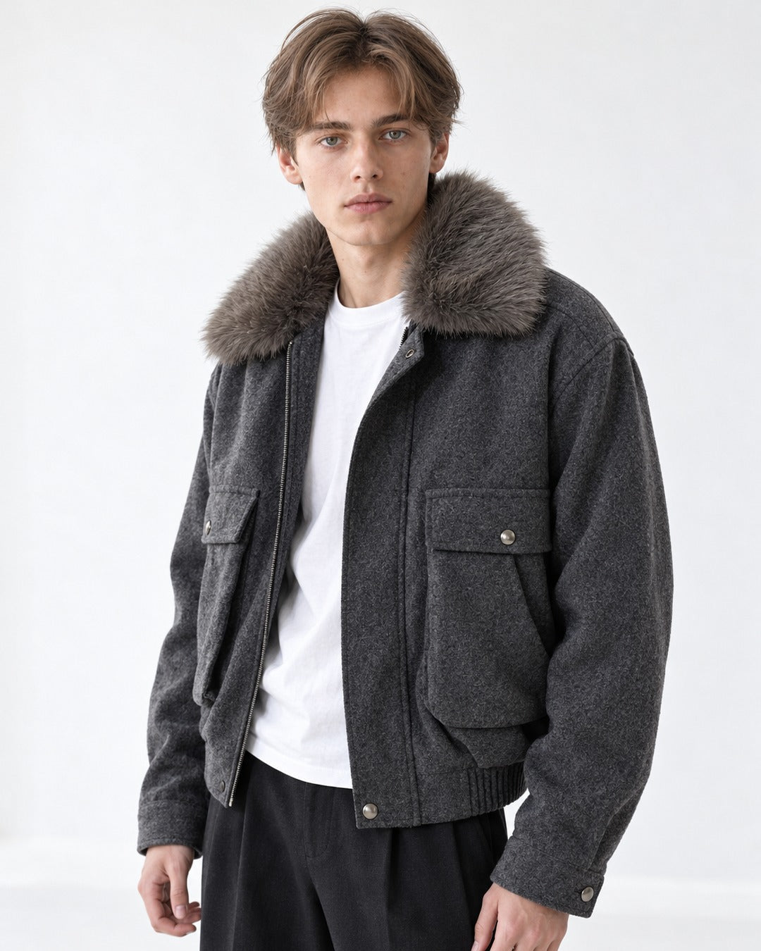 Stand-Collar Hip-Pocket Jacket