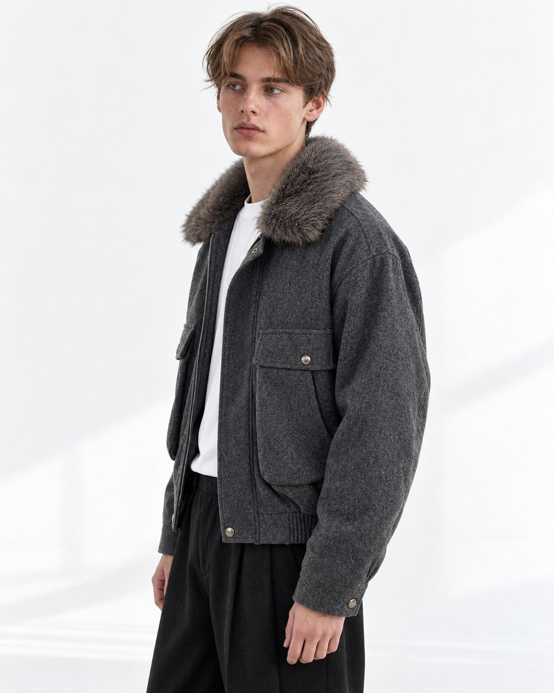 Stand-Collar Hip-Pocket Jacket