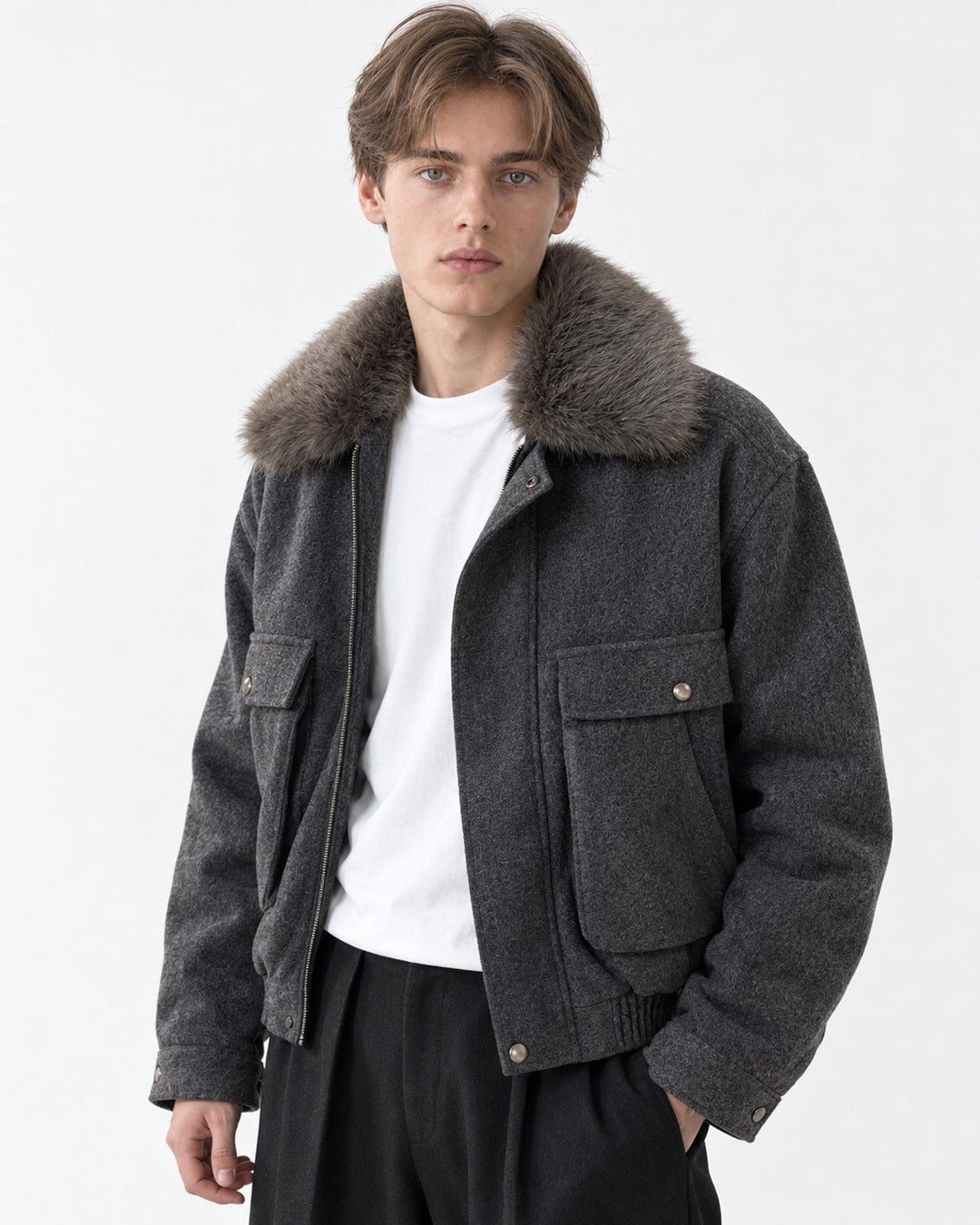 Stand-Collar Hip-Pocket Jacket