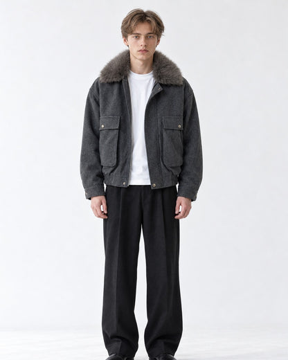 Stand-Collar Hip-Pocket Jacket