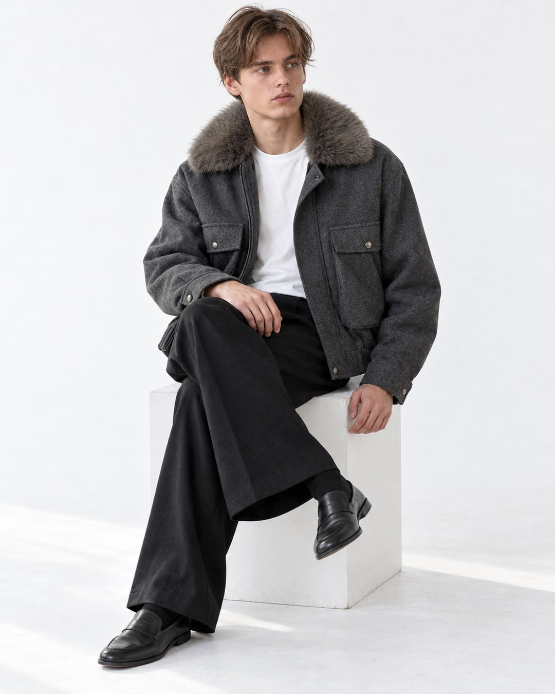 Stand-Collar Hip-Pocket Jacket