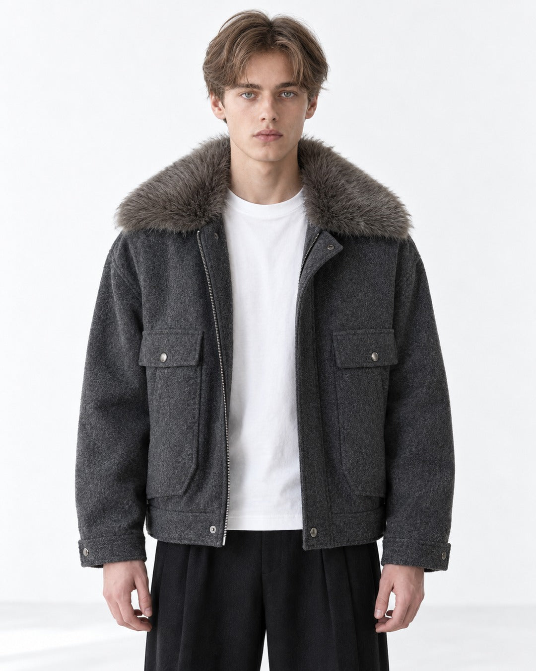 Stand-Collar Hip-Pocket Jacket