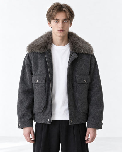 Stand-Collar Hip-Pocket Jacket