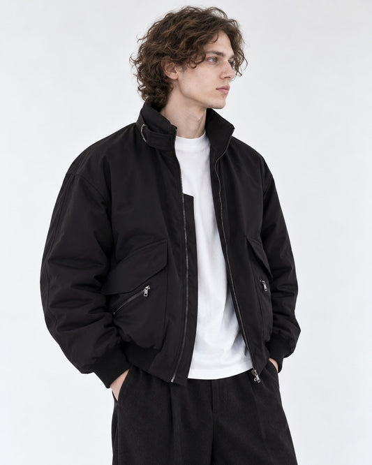 Stand-Collar Zip-Pocket Jacket