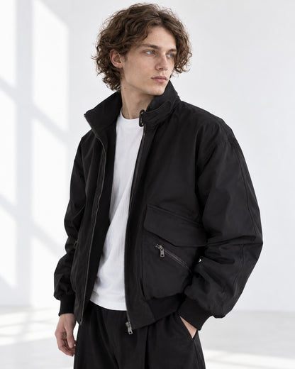 Stand-Collar Zip-Pocket Jacket
