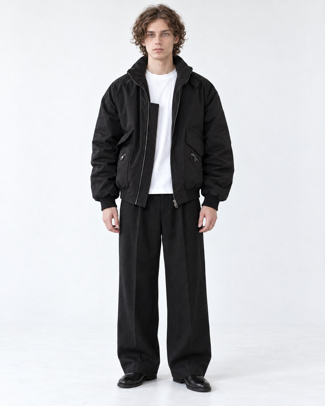 Stand-Collar Zip-Pocket Jacket