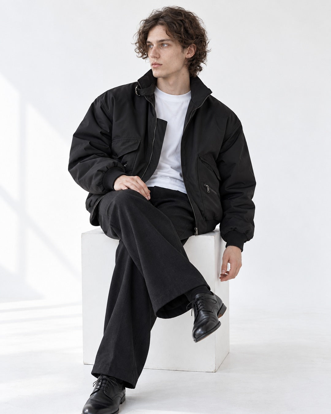 Stand-Collar Zip-Pocket Jacket