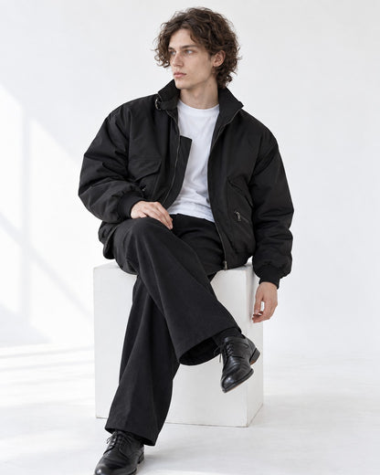 Stand-Collar Zip-Pocket Jacket