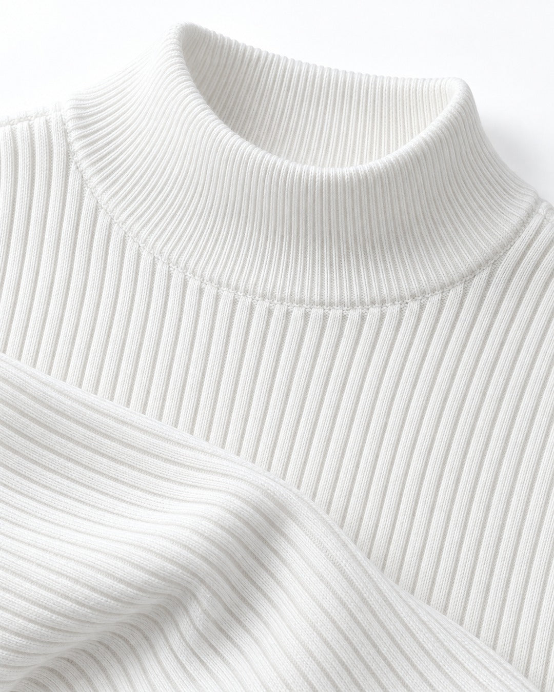 Ribbed Mock-Collar Knit Sweater