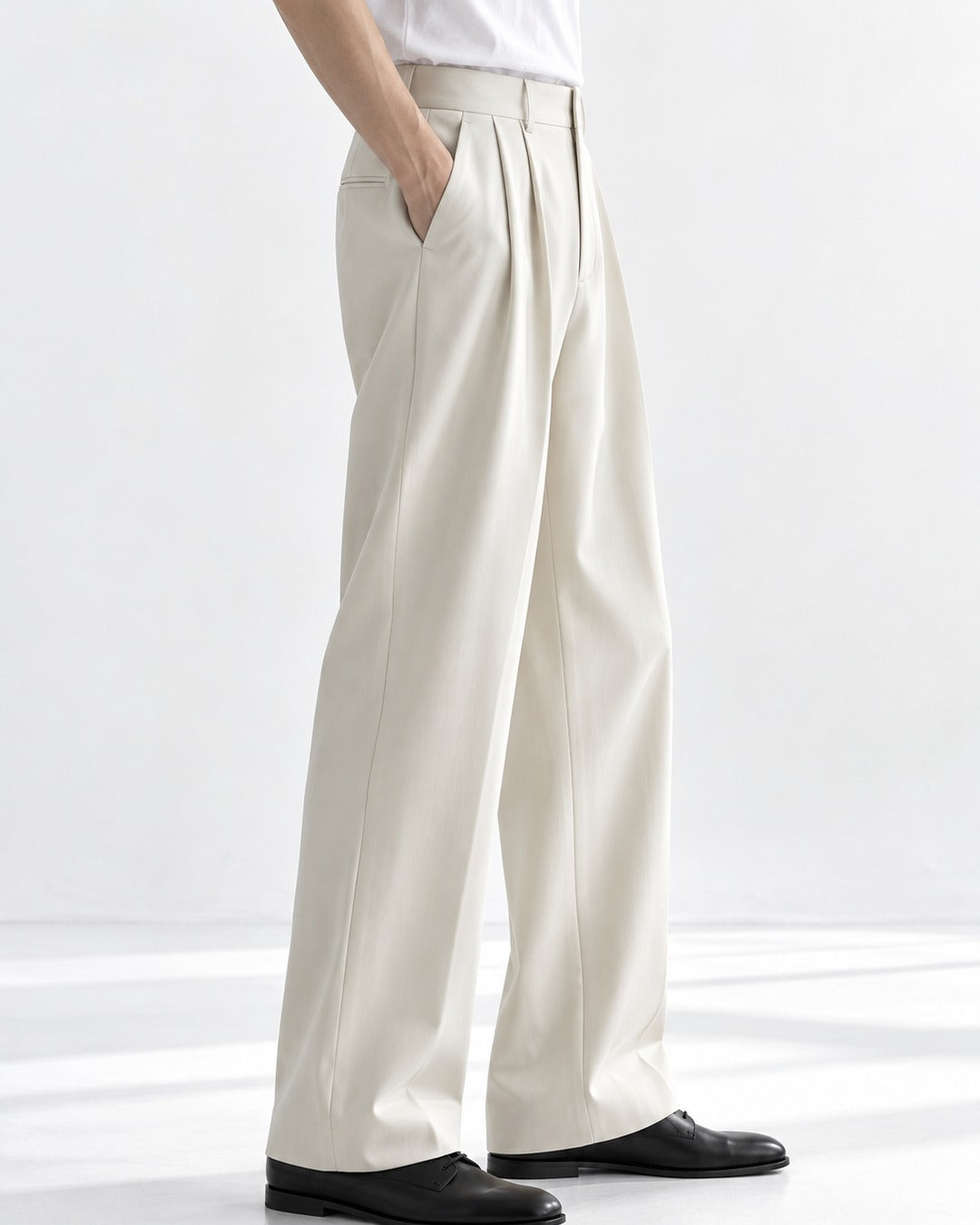Double-Pleat Wide-Leg Trousers