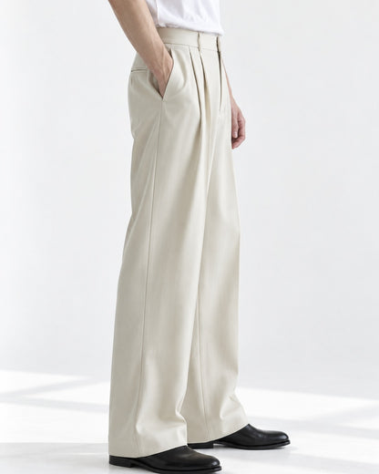 Double-Pleat Wide-Leg Trousers