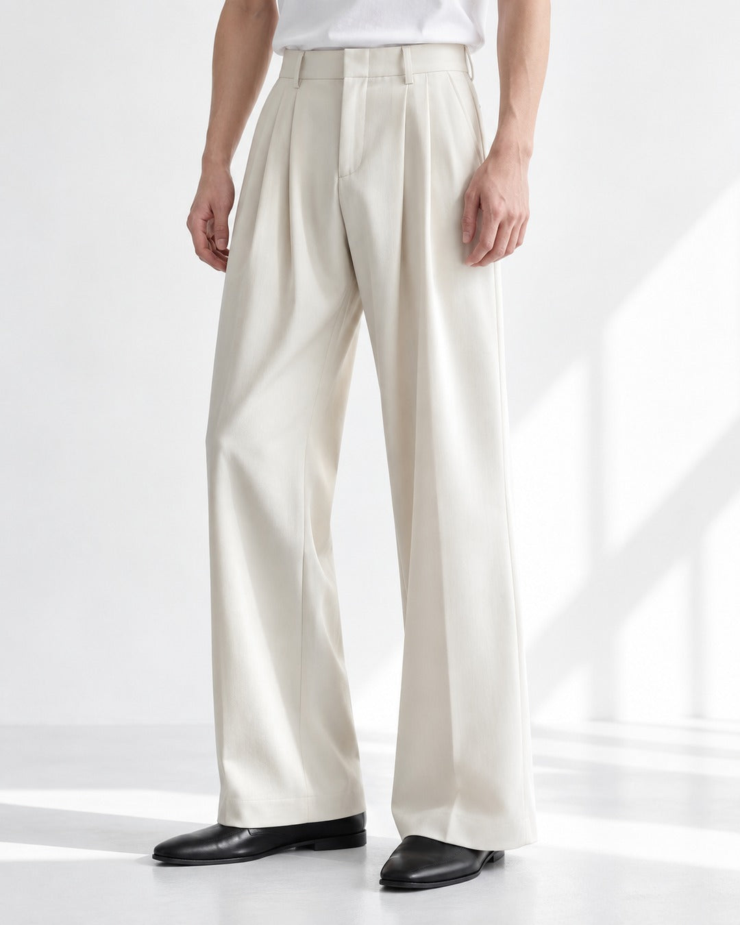 Double-Pleat Wide-Leg Trousers