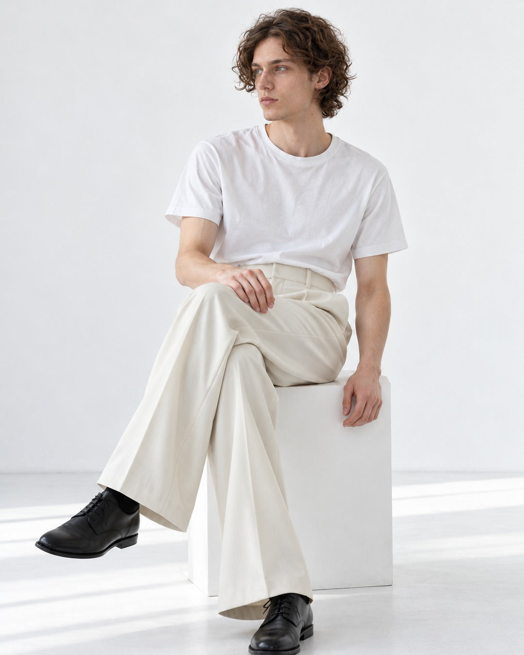 Double-Pleat Wide-Leg Trousers