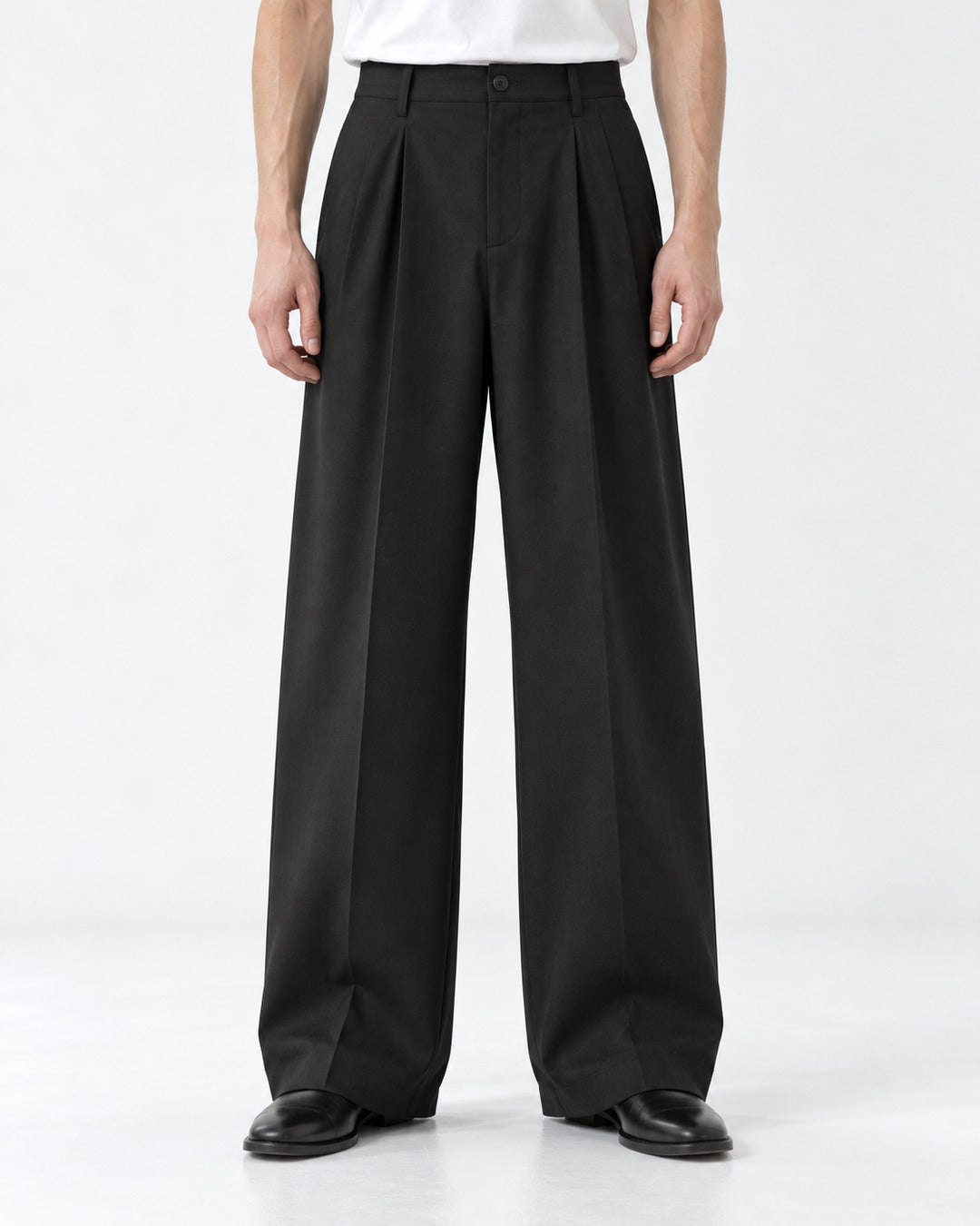 Double-Pleat Wide-Leg Trousers