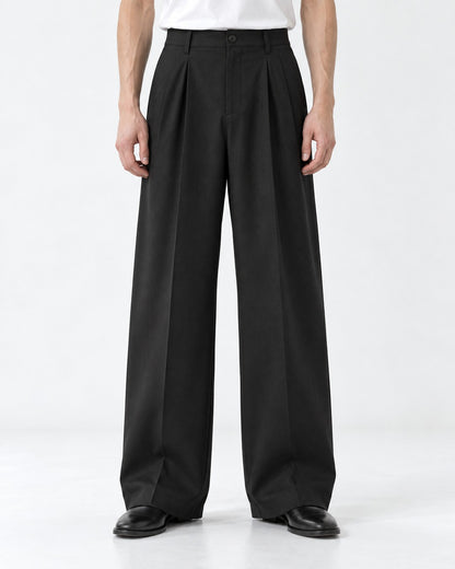 Double-Pleat Wide-Leg Trousers
