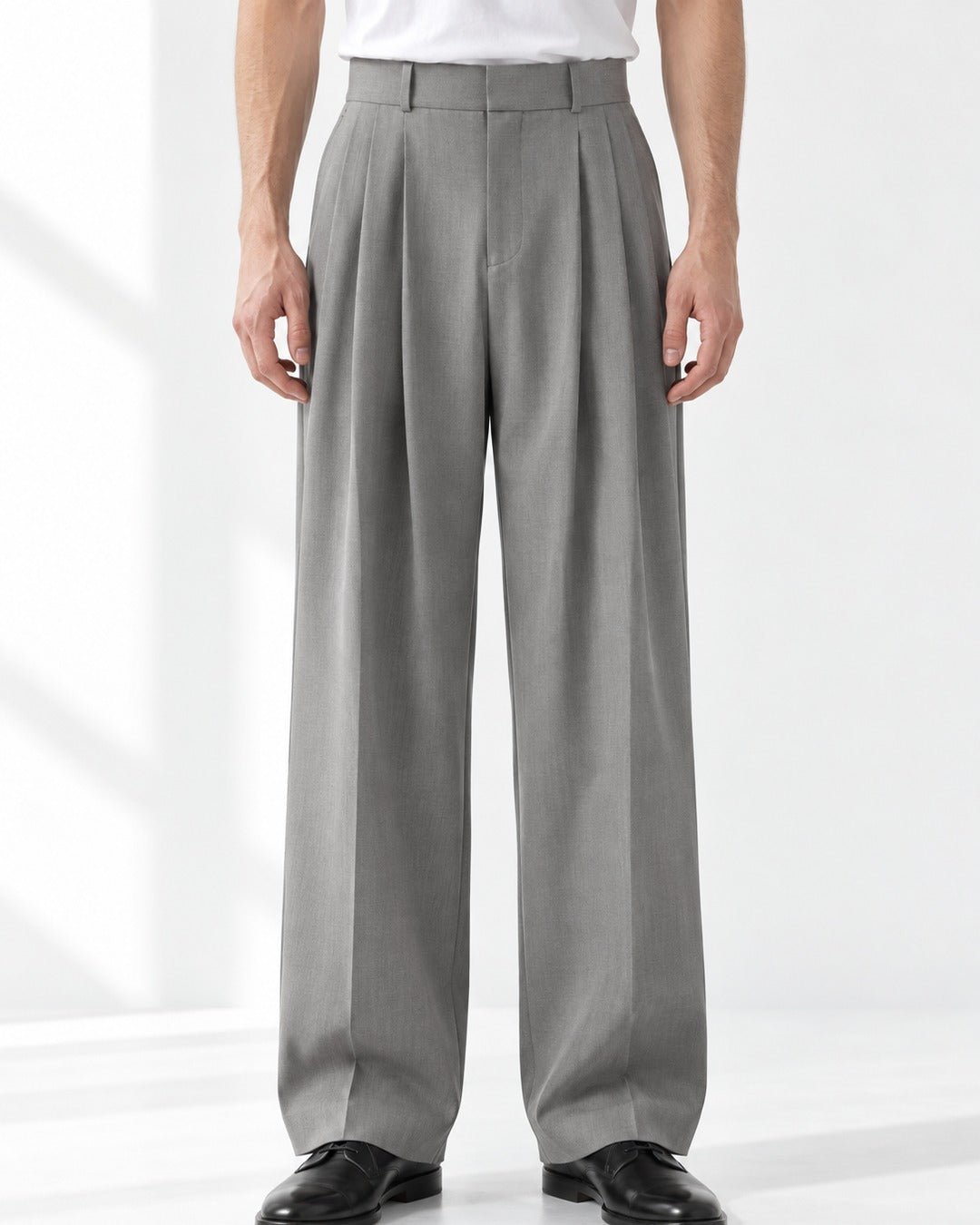 Double-Pleat Wide-Leg Trousers