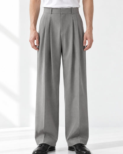 Double-Pleat Wide-Leg Trousers
