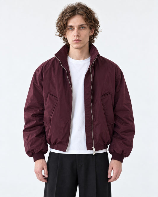 Slant Pocket Zip Bomber Jacket