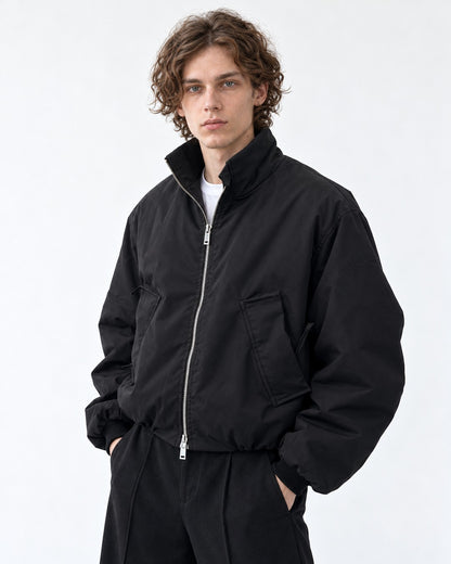 Slant Pocket Zip Bomber Jacket