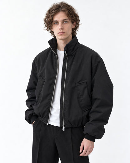Slant Pocket Zip Bomber Jacket