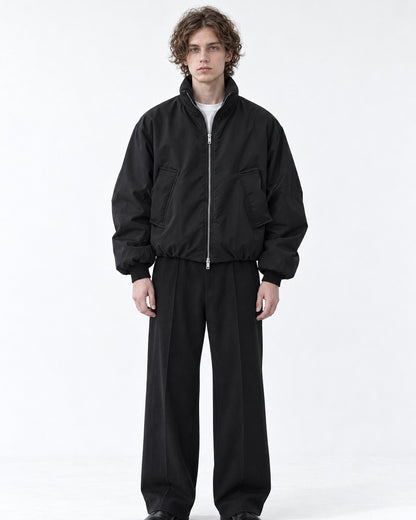 Slant Pocket Zip Bomber Jacket