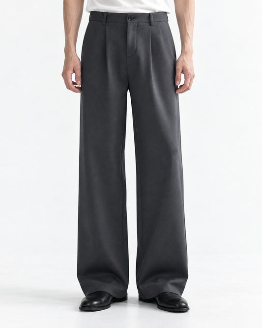 Single-Pleat Wide-Leg Trousers