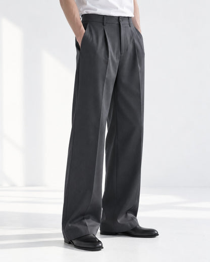 Single-Pleat Wide-Leg Trousers