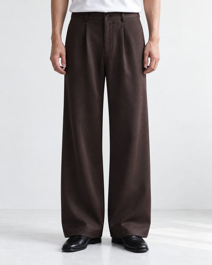 Single-Pleat Wide-Leg Trousers